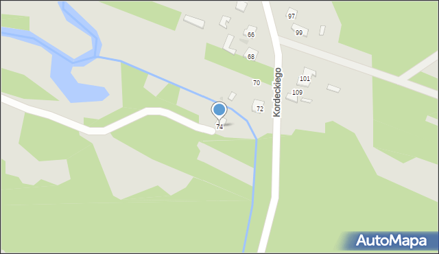 Rudnik nad Sanem, Kordeckiego Augustyna, ks., 74, mapa Rudnik nad Sanem