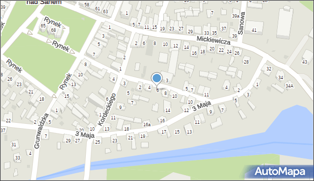 Rudnik nad Sanem, Koszykarska, 6, mapa Rudnik nad Sanem