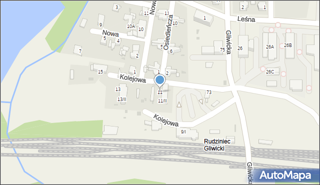 Rudziniec, Kolejowa, 11, mapa Rudziniec