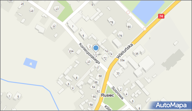 Rusiec, Koniecpolskiego, 1, mapa Rusiec
