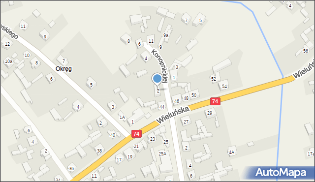 Rusiec, Konopnickiej Marii, 2, mapa Rusiec
