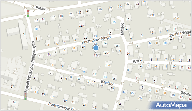 Rybnik, Kochanowskiego Jana, 12a, mapa Rybnika