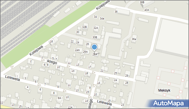 Rybnik, Kolejowa, 28A, mapa Rybnika