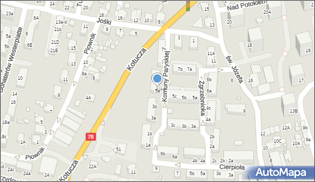 Rybnik, Komuny Paryskiej, 5a, mapa Rybnika