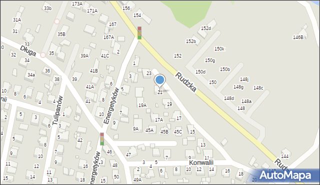 Rybnik, Konwalii, 21, mapa Rybnika