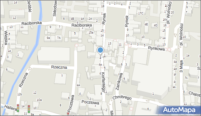 Rybnik, Korfantego Wojciecha, 4, mapa Rybnika