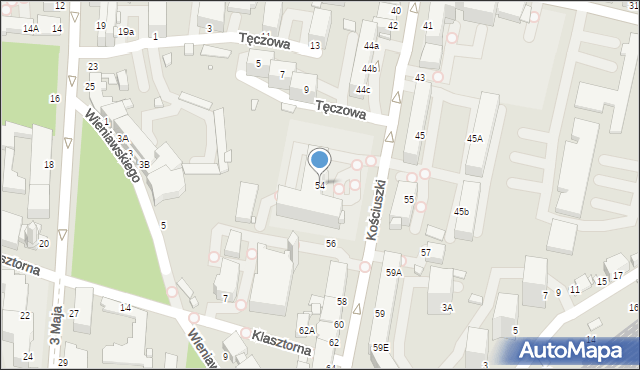 Rybnik, Kościuszki Tadeusza, gen., 54, mapa Rybnika