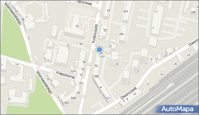 Rybnik, Kościuszki Tadeusza, gen., 59B, mapa Rybnika