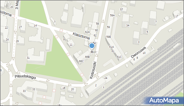 Rybnik, Kościuszki Tadeusza, gen., 66A, mapa Rybnika