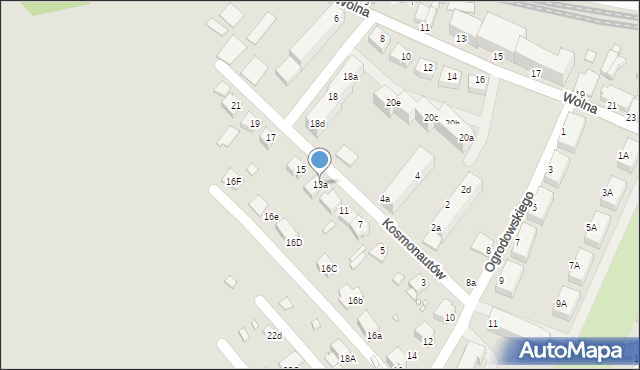 Rybnik, Kosmonautów, 13a, mapa Rybnika