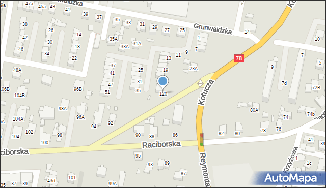 Rybnik, Kotucza Jana, 120, mapa Rybnika