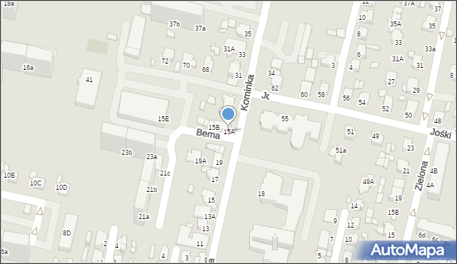 Rybnik, Kominka Bolesława, kard., 15A, mapa Rybnika
