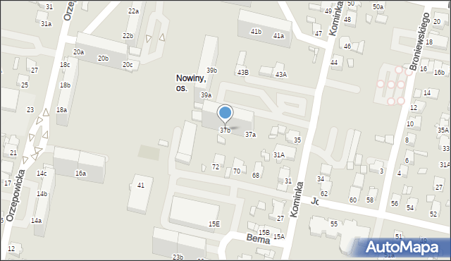 Rybnik, Kominka Bolesława, kard., 37b, mapa Rybnika