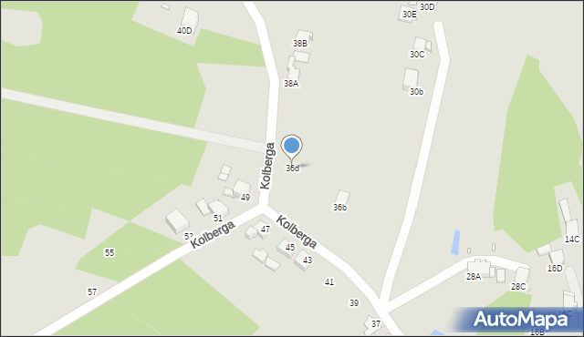 Rybnik, Kolberga Oskara, 36d, mapa Rybnika