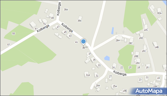 Rybnik, Kolberga Oskara, 39, mapa Rybnika