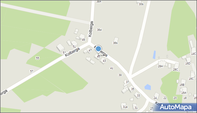 Rybnik, Kolberga Oskara, 45, mapa Rybnika