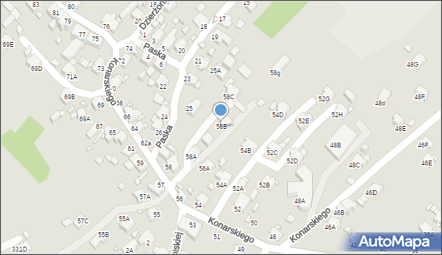 Rybnik, Konarskiego Stanisława, 58B, mapa Rybnika