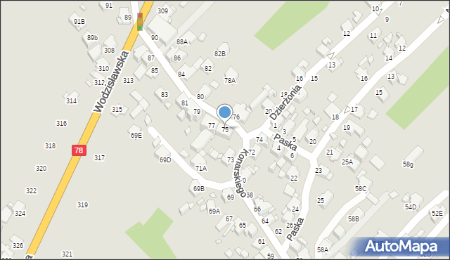 Rybnik, Konarskiego Stanisława, 75, mapa Rybnika