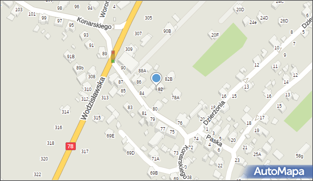 Rybnik, Konarskiego Stanisława, 82A, mapa Rybnika