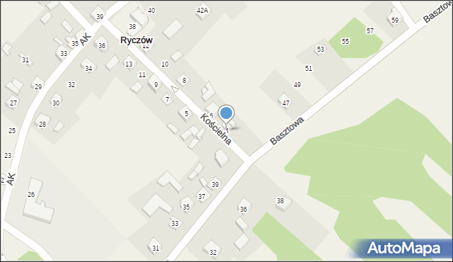 Ryczów, Kościelna, 4, mapa Ryczów