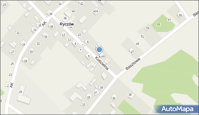 Ryczów, Kościelna, 6, mapa Ryczów