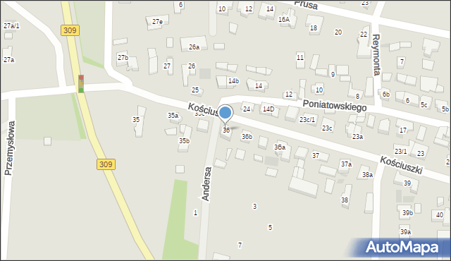 Rydzyna, Kościuszki Tadeusza, gen., 36, mapa Rydzyna