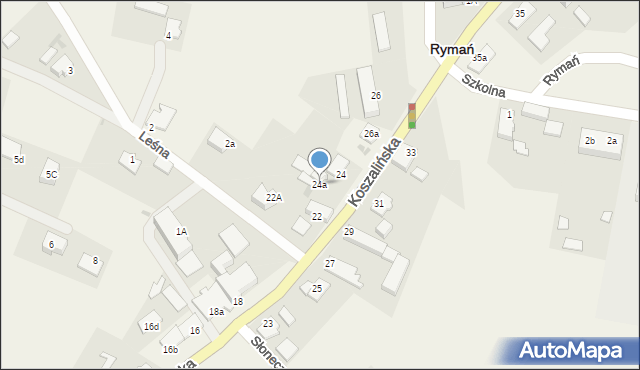 Rymań, Koszalińska, 24a, mapa Rymań