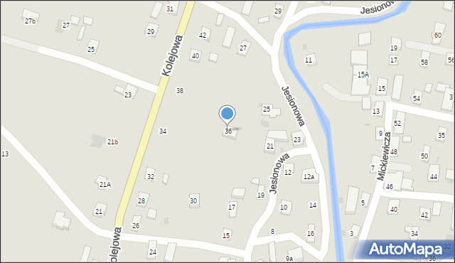 Rymanów, Kolejowa, 36, mapa Rymanów
