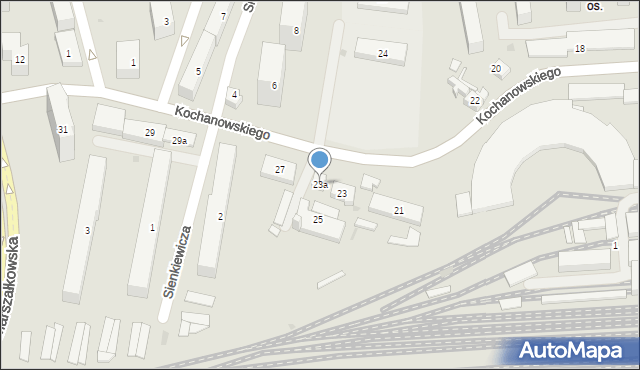 Rzeszów, Kochanowskiego Jana, 23a, mapa Rzeszów