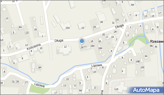 Rzezawa, Kościelna, 14, mapa Rzezawa