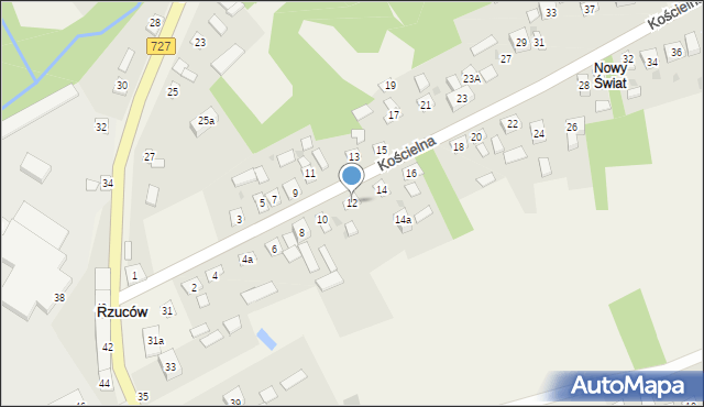 Rzuców, Kościelna, 12, mapa Rzuców