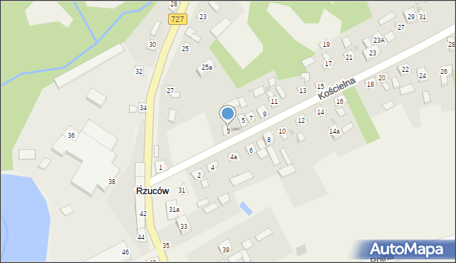 Rzuców, Kościelna, 3, mapa Rzuców