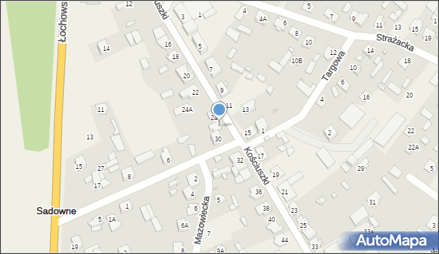 Sadowne, Kościuszki Tadeusza, gen., 28, mapa Sadowne