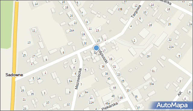 Sadowne, Kościuszki Tadeusza, gen., 34, mapa Sadowne