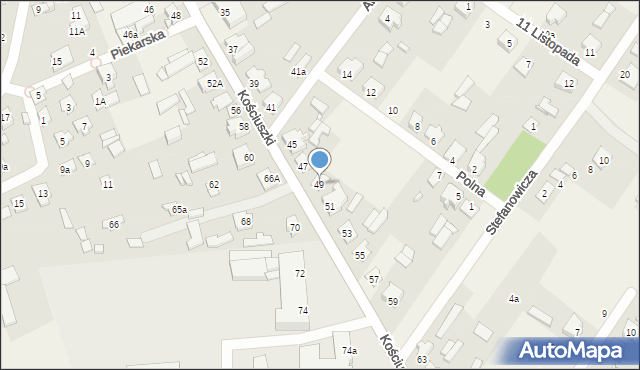 Sadowne, Kościuszki Tadeusza, gen., 49, mapa Sadowne