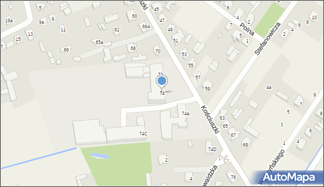 Sadowne, Kościuszki Tadeusza, gen., 74, mapa Sadowne