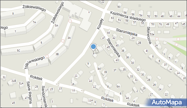 Sandomierz, Koseły Romana, 7, mapa Sandomierza