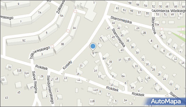 Sandomierz, Koseły Romana, 9, mapa Sandomierza