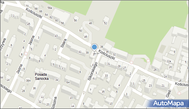 Sanok, Kościuszki Tadeusza, gen., 37, mapa Sanok