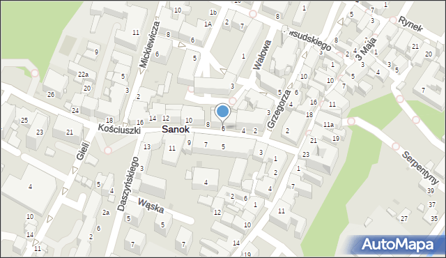 Sanok, Kościuszki Tadeusza, gen., 6, mapa Sanok