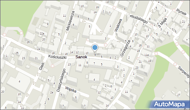 Sanok, Kościuszki Tadeusza, gen., 8, mapa Sanok