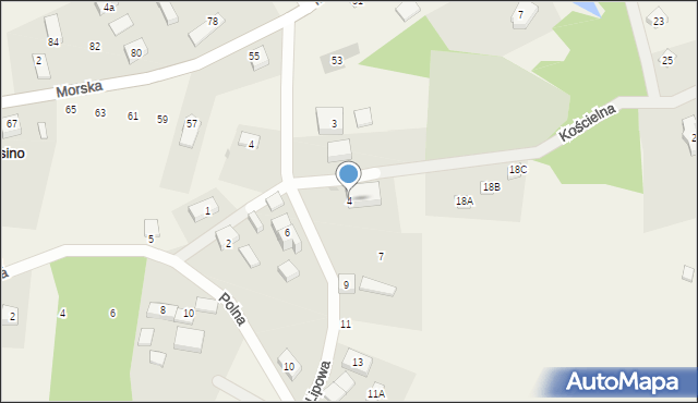 Sasino, Kościelna, 4, mapa Sasino