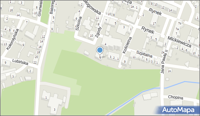 Ścinawa, Kościelna, 5, mapa Ścinawa