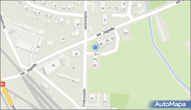 Ścinawa, Kościuszki Tadeusza, gen., 37, mapa Ścinawa