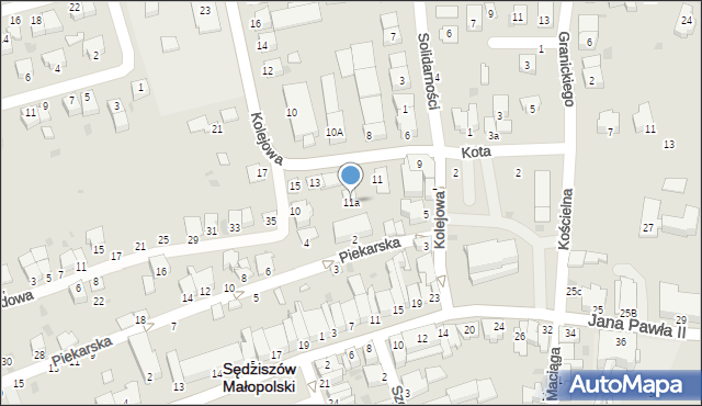 Sędziszów Małopolski, Kolejowa, 11a, mapa Sędziszów Małopolski