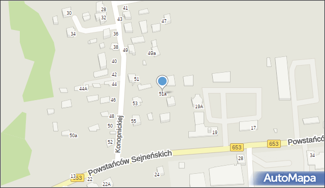 Sejny, Konopnickiej Marii, 51a, mapa Sejny
