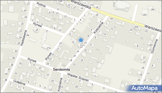 Serokomla, Kościelna, 12, mapa Serokomla