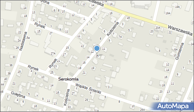 Serokomla, Kościelna, 15, mapa Serokomla