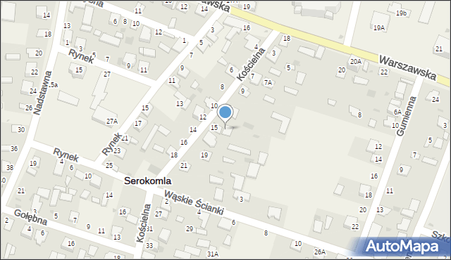 Serokomla, Kościelna, 15A, mapa Serokomla