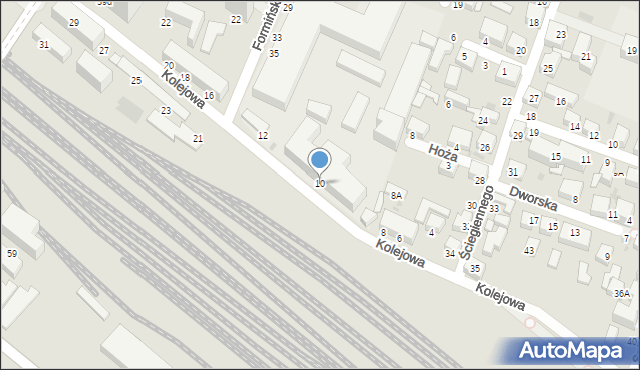 Siedlce, Kolejowa, 10, mapa Siedlce